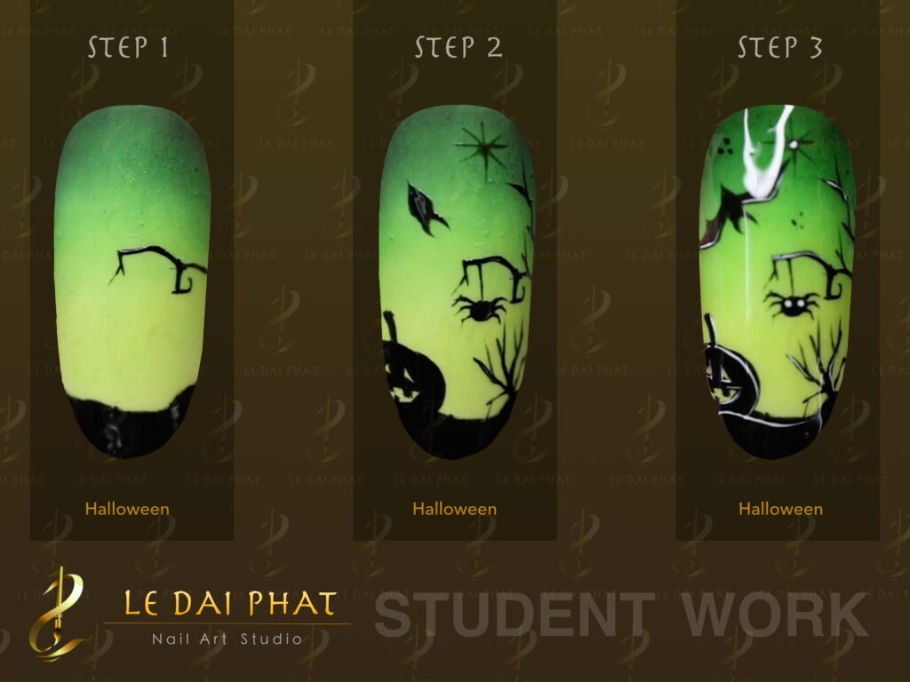 Các bước vẽ Halloween trên móng